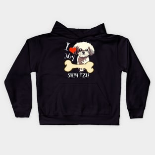 Shih Tzu T-Shirt - I Love My Shih Tzu Kids Hoodie